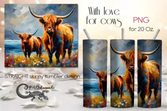 Highland cow | western Skinny tumbler sublimation design PL6 Product Image 1