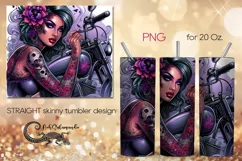 Motorcycle girl | Skinny tumbler sublimation design PLUS6 Product Image 1
