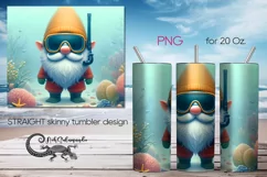 Gnome Beach life | sun Skinny Tumbler Sublimation design PL6 Product Image 1