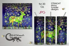 Folk xmas Deer | Skinny tumbler sublimation design PLUS6 Product Image 1