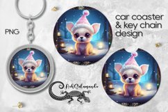 Xmas Puppy | Dog Sublimation Car coaster &amp; key chain PLUS6 Product Image 1
