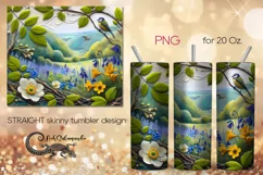 Watercolor Flowers | retro tumbler Sublimation design PLUS6 Product Image 1