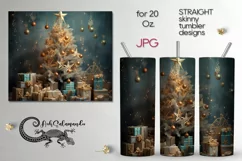Gold, Blue Christmas | Xmas Sublimation tumbler design PLUS6 Product Image 1