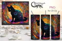 Mosaic Cat | skinny tumbler animals Sublimation design PLUS6 Product Image 1