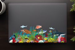 Set of Vector underwater coral reef with fishes Product Image 4