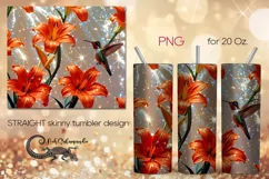 Lilies & Hummingbird | skinny tumbler Sublimation design PL6 Product Image 1