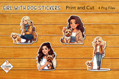 Girl With Dog Stickers | Print and Cut Product Image 1