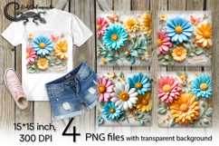 3D Spring flowers | 4 love PNG Sublimation designs P Product Image 1