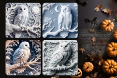3d style owl | 4 square coaster sublimation designs Product Image 1