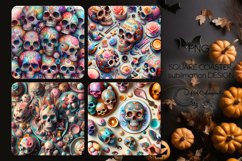 Sugar skulls | Halloween square coaster sublimation design Product Image 1