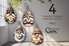 Coffee Gnome | 4 Teardrop earring Sublimation designs PLUS Product Image 1