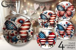 USA Patriotic design | round ornaments sublimation PL Product Image 1