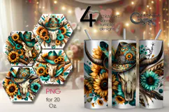 Western skulls| straight skinny tumbler sublimation design P Product Image 1