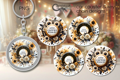 Coffee &amp; flowers | Car coaster &amp; key chain sublimation PL Product Image 1