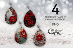 Embroidery flowers | Teardrop Earring sublimation design PL Product Image 1