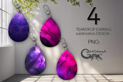 Abstract purple background | 4 Teardrop earring sublimation Product Image 1