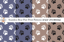 Seamless Bear Paw Print Patterns | Digital Papers Product Image 1
