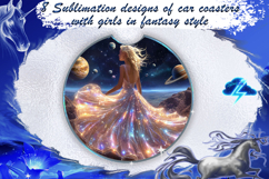 Car coasters | 8 designs with fantasy girls, PNG Product Image 1