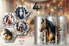 Horse & wall | 4 skinny tumbler Sublimation designs Product Image 1