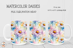 Watercolor Daisies Mug Wrap Sublimation | 15 oz. Mug Product Image 1