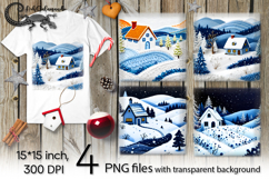 Christmas embroidery landscape | 4 PNG Sublimation designs Product Image 1