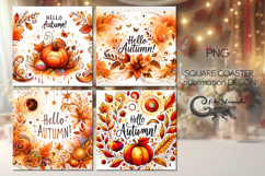 Hello autumn | fall square coaster sublimation design Product Image 1