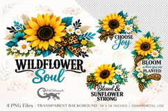 Western sunflowers | 4 blessed PNG Sublimation designs Product Image 1