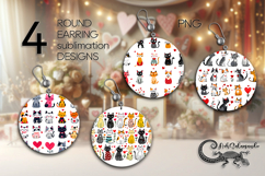 Valentine cat | 4 love Round Earring sublimation designs P Product Image 1
