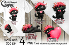 Mothers Day Cat and heart | 4 cute PNG Sublimation designs Product Image 1