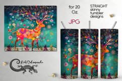 Folk xmas Deer | Skinny tumbler sublimation design PLUS Product Image 1