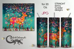 Folk xmas Deer | Skinny tumbler sublimation design PLUS Product Image 1