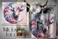 Cow, moon & flowers | Skinny tumbler Sublimation design PLUS Product Image 1