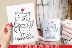Valentine's day cute cupid cat SVG, PNG. Product Image 1