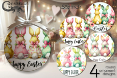 Easter rabbit | 4 round ornaments sublimation designs P Product Image 1