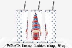 Patriotic Gnome Tumbler design. Sublimation PNG, 20 oz. Product Image 1