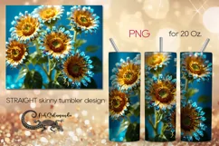 Glitter sunflowers | Skinny tumbler Sublimation design PLUS7 Product Image 1