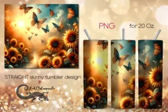 Watercolor sunflower | Skinny tumbler Sublimation design PL7 Product Image 1