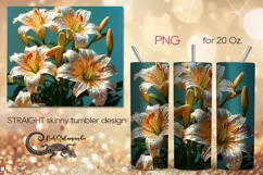 Lilies & Hummingbird | skinny tumbler Sublimation design PL7 Product Image 1