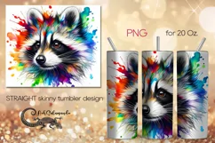 Rainbow raccoon | skinny tumbler Sublimation design PLUS7 Product Image 1