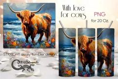 Highland cow | western Skinny tumbler sublimation design PL7 Product Image 1