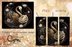 Swan | black & gold skinny tumbler Sublimation design PLUS7 Product Image 1
