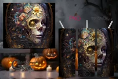 Skulls with flowers | Halloween Skinny tumbler design PLUS7 Product Image 1