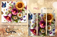 Butterfly & sunflower | Skinny tumbler Sublimation design P7 Product Image 1