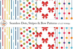 Seamless Dots, Stripes &amp; Bow Patterns | Papers Product Image 1