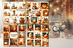 Autumn vibes | fall square coaster sublimation design Product Image 1