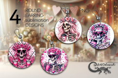 Skull and coffee | Sublimation round earring design PL Product Image 1