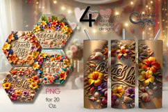 BeachLife flowers | 4 summer Skinny Tumbler Sublimation PL Product Image 1