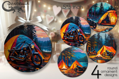 Tent in forest | round ornaments sublimation PL Product Image 1