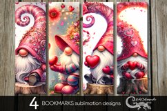 Valentine gnome | 4 Love bookmarks sublimation designs PL Product Image 1