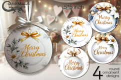 Christmas decor | 4 Xmas round ornaments sublimation PL Product Image 1